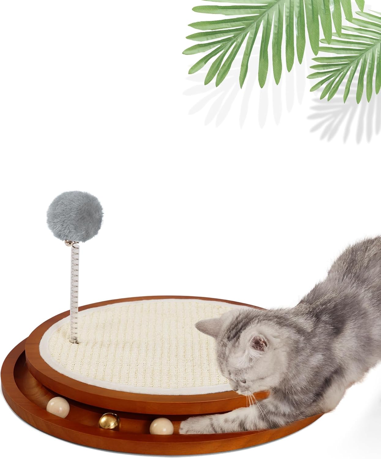 Cat Scratcher Sisal Pad with Roller Ball Toy for Indoor Cats