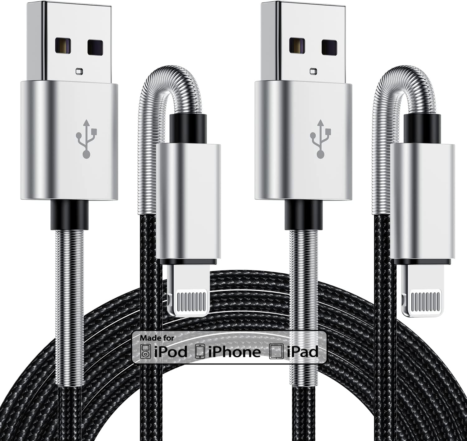 Kitminun 2Pack 10ft Apple MFi Certified Lightning Cable - High-Speed Charging for iPhone