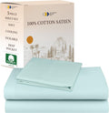 Twin Bed Sheets Set - 100% Cotton Sateen Twin Sheets (Seafoam)