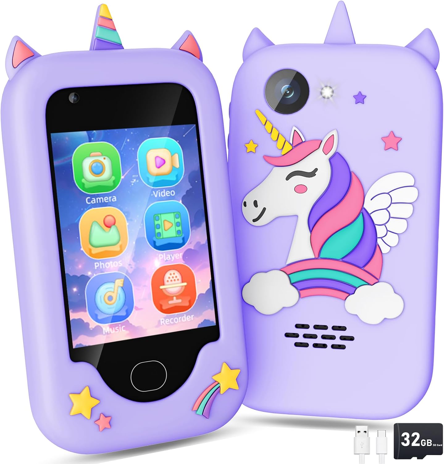Unicorn Smart Phone Toy - 2.8 Touchscreen, Gift for Kids 3-10