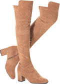 Women Over the Knee Boots Thigh High Suede Black - Low 2.5in Heel