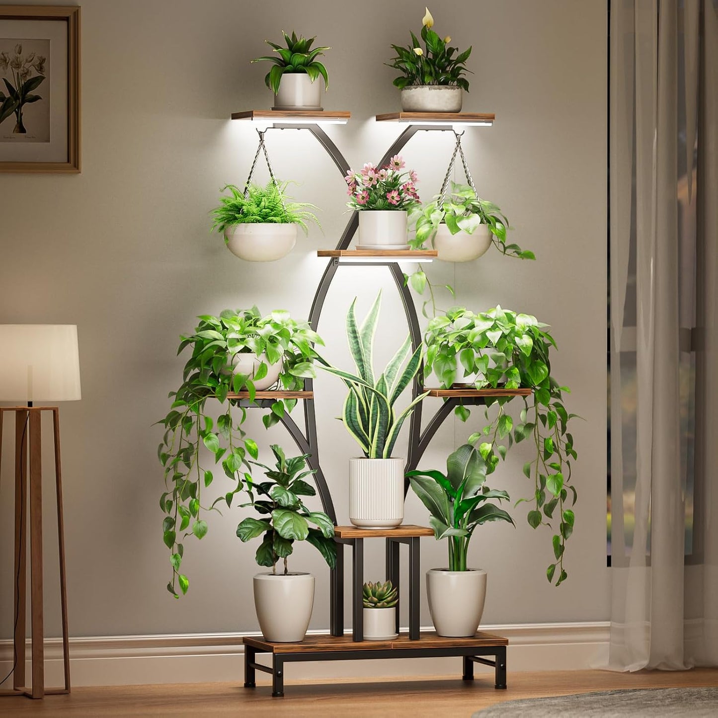 Plant Stand Indoor with Grow Lights - 63in Corner Shelf for Plants