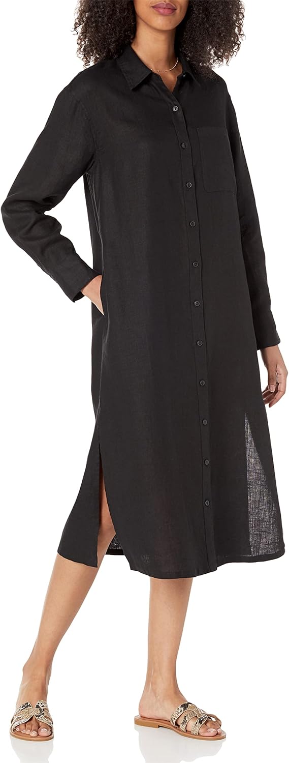 The Drop Women's Fiona Relaxed Linen Midi Shirt Dress Review