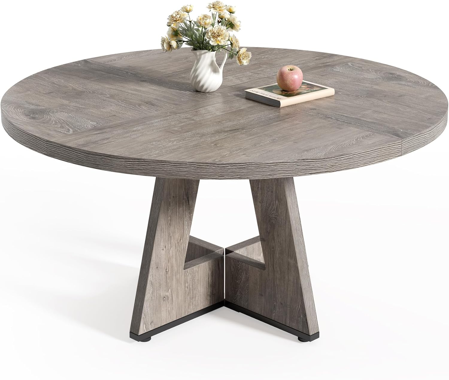 LITTLE TREE Round Dining Table for 4-6 People, 47 in Grey