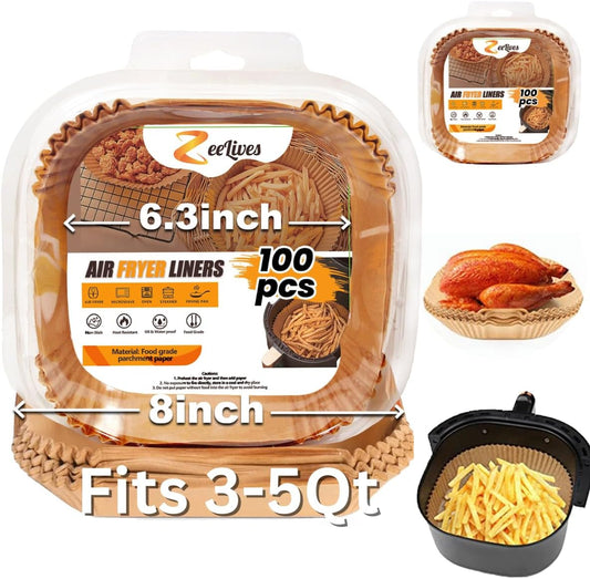 100 Non-Stick Air Fryer Liners - Water & Oil Proof!