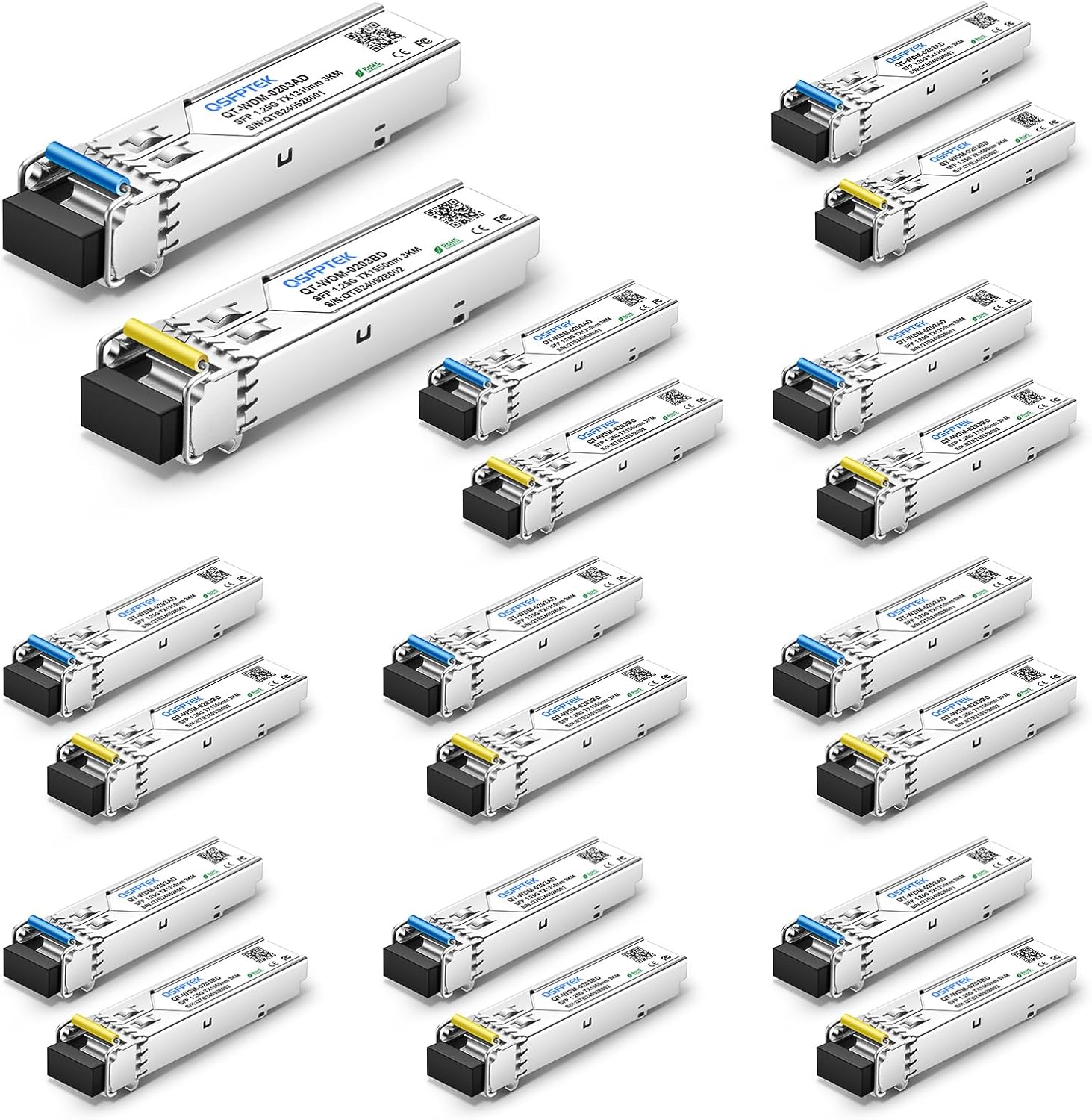 QSFPTEK 1.25G SFP Module for 1000Base-BIDI WDM Transceiver