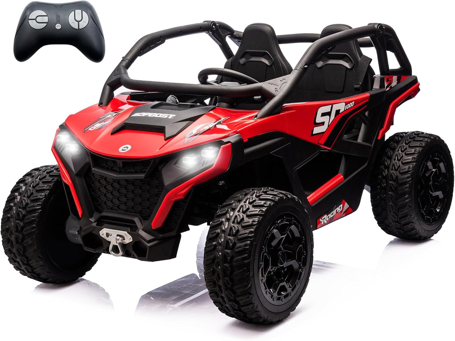 sopbost XL 24V 10Ah Real 2-Seater Kids UTV Ride On Car Red