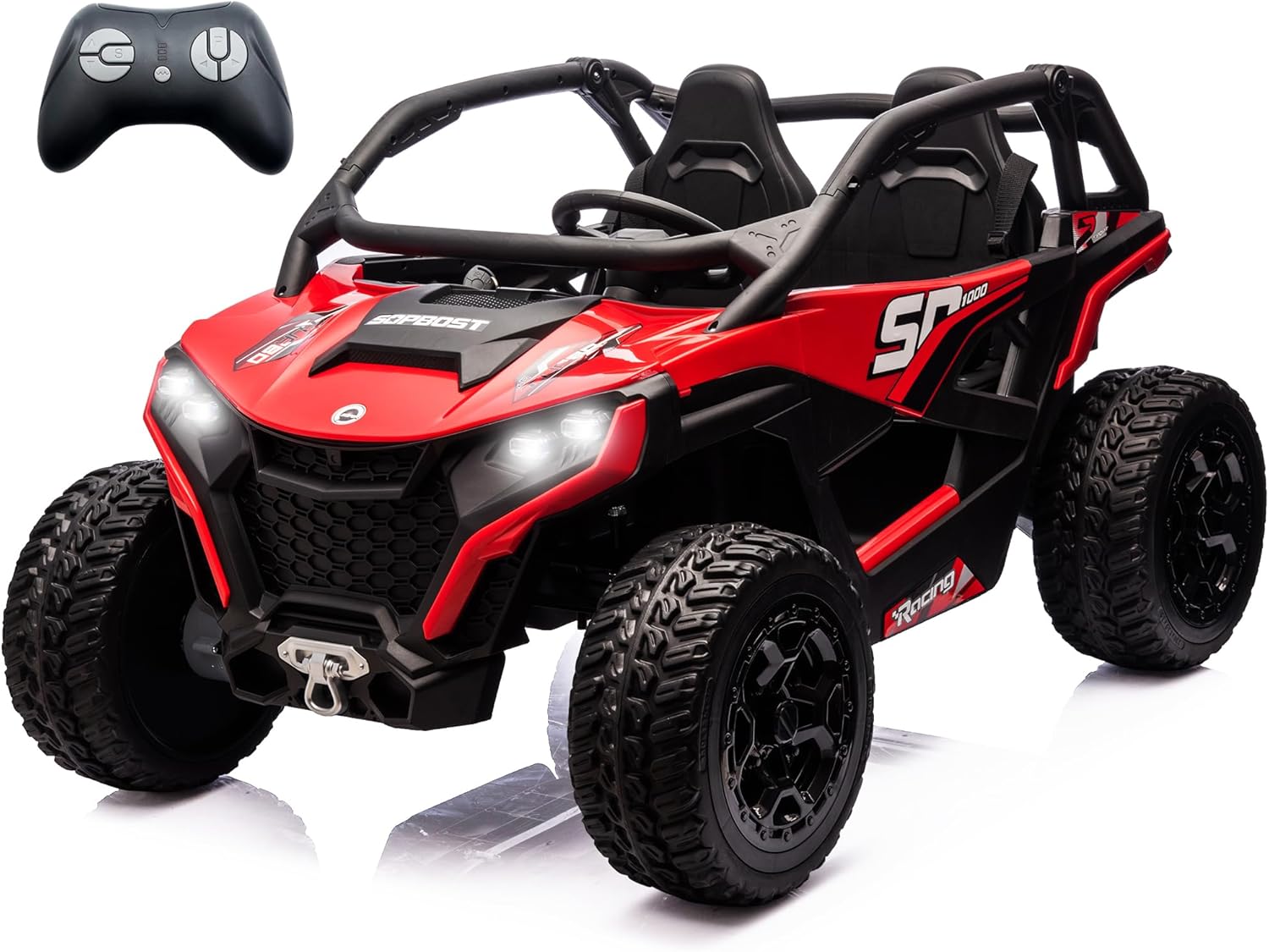 sopbost XL 24V 10Ah Real 2-Seater Kids UTV Ride On Car Red