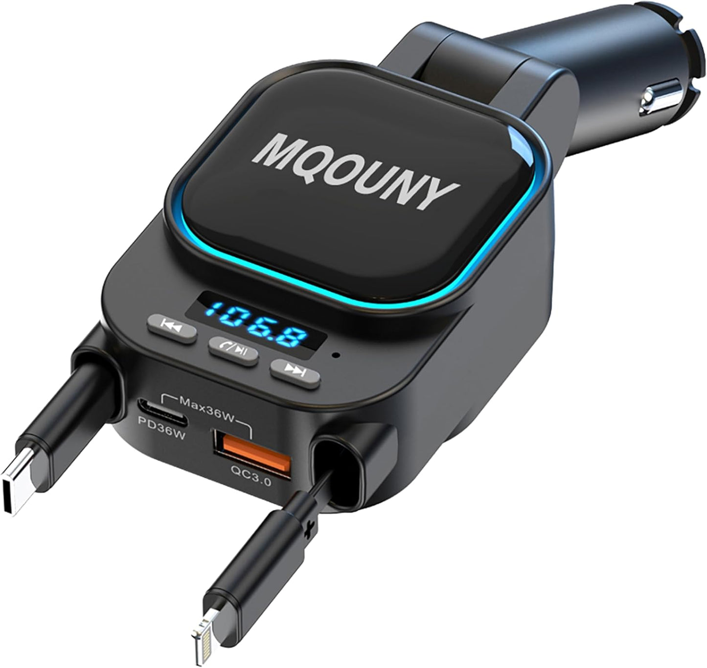 96W Fast Car Charger with Bluetooth 5.3 FM