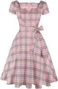 Women's Classic Tea Dress Short Sleeve Swing with Pockets - Flattering