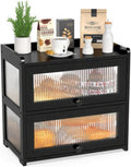 Bamboo Bread Box for Kitchen Counter - Double Layer Display Box