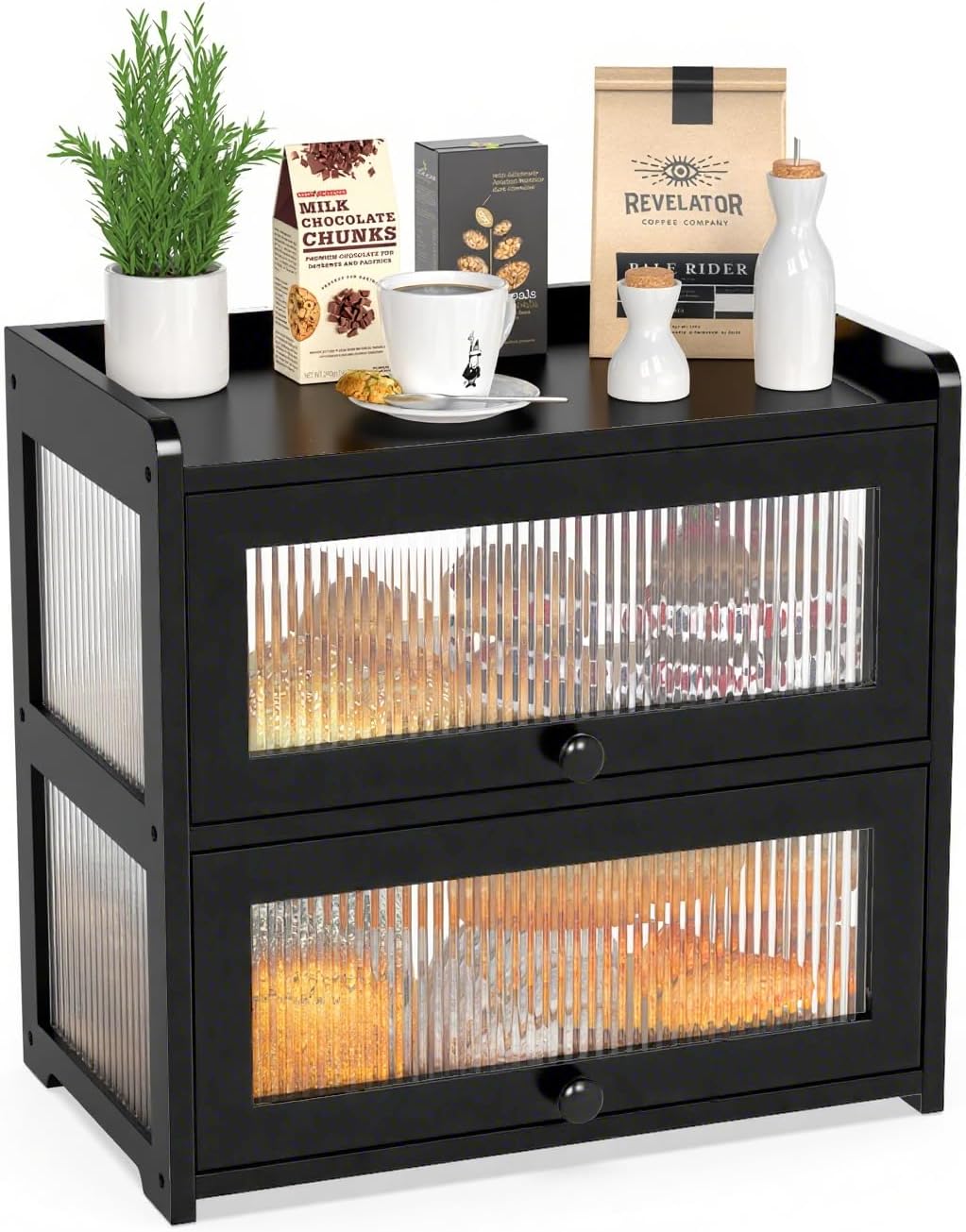 BAMBANG Extra Large Bamboo Bread Box for Kitchen Counter Storage