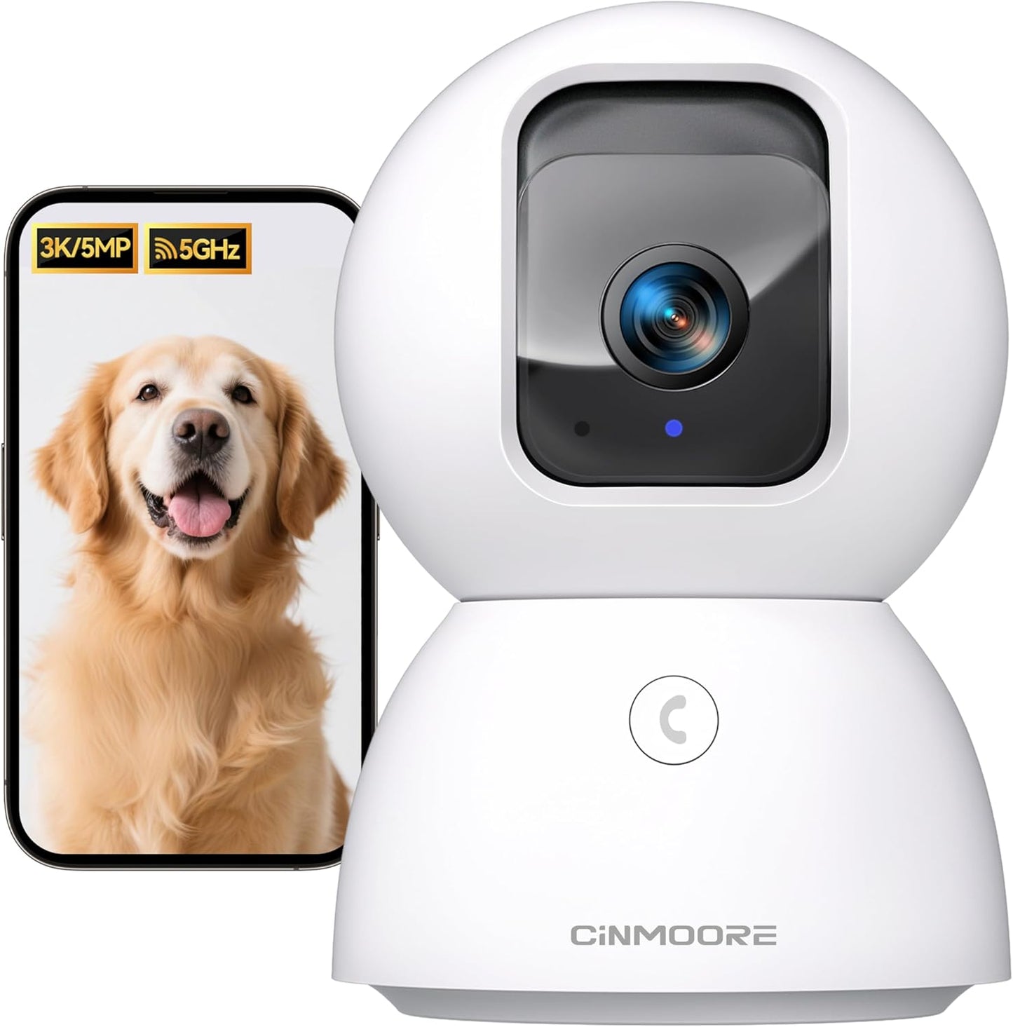 5G Security Camera Indoor - 3K Pet/Dog Monitor with AI Tracking