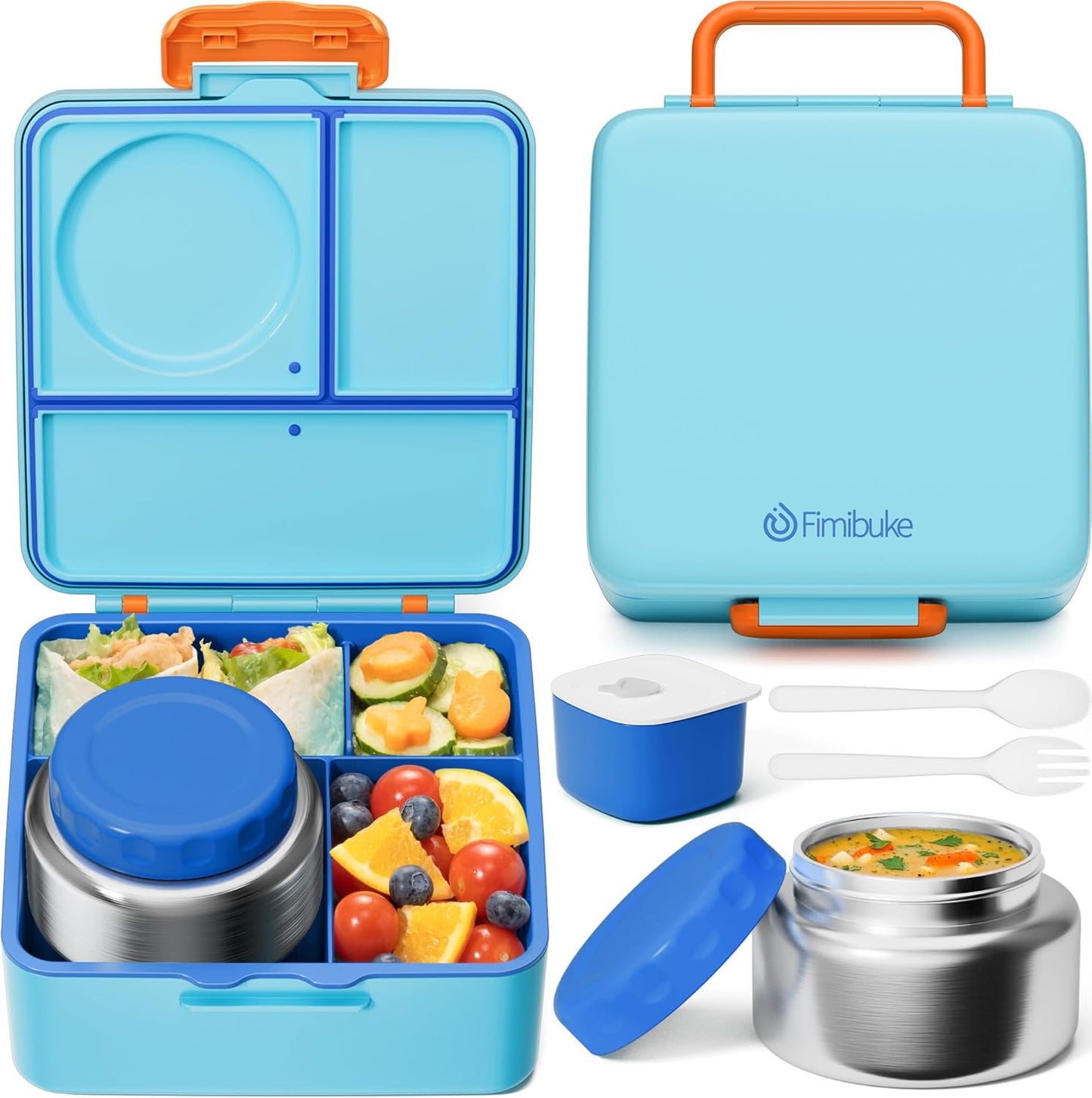 Fimibuke Bento Box for Kids with Insulated Thermos & Utensils