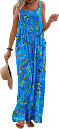 YESNO Women's Boho Floral Wide Leg Jumpsuit - Airy Summer Overalls