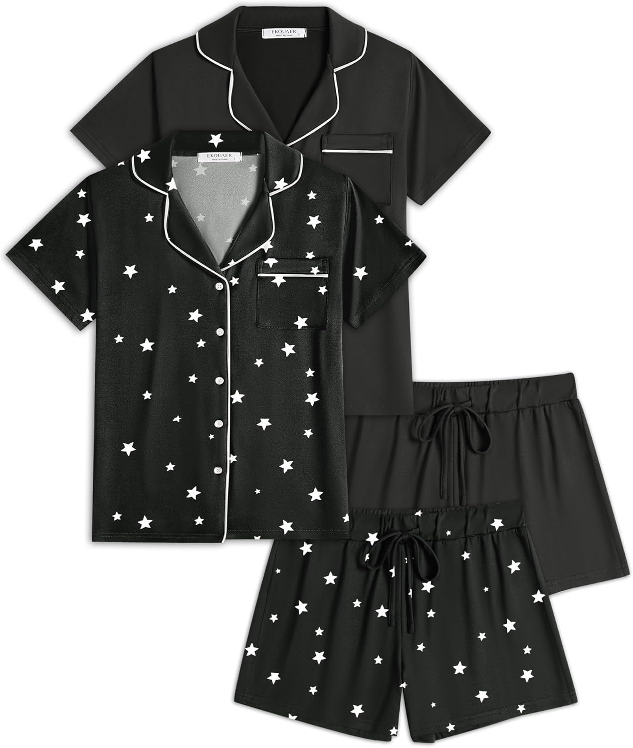 Ekouaer 2 Pack Womens Pajamas Set for Comfortable Sleepwear
