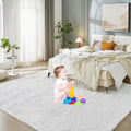 Floralux Bedroom Rug 8x10 Large White Shag Rug - Soft Fluffy Comfort