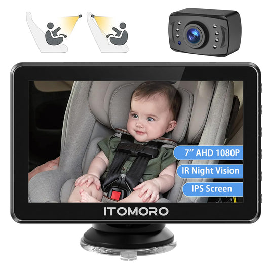 Itomoro 7'' HD Baby Car Camera: Night Vision, 360 Rotatable, Easy Install