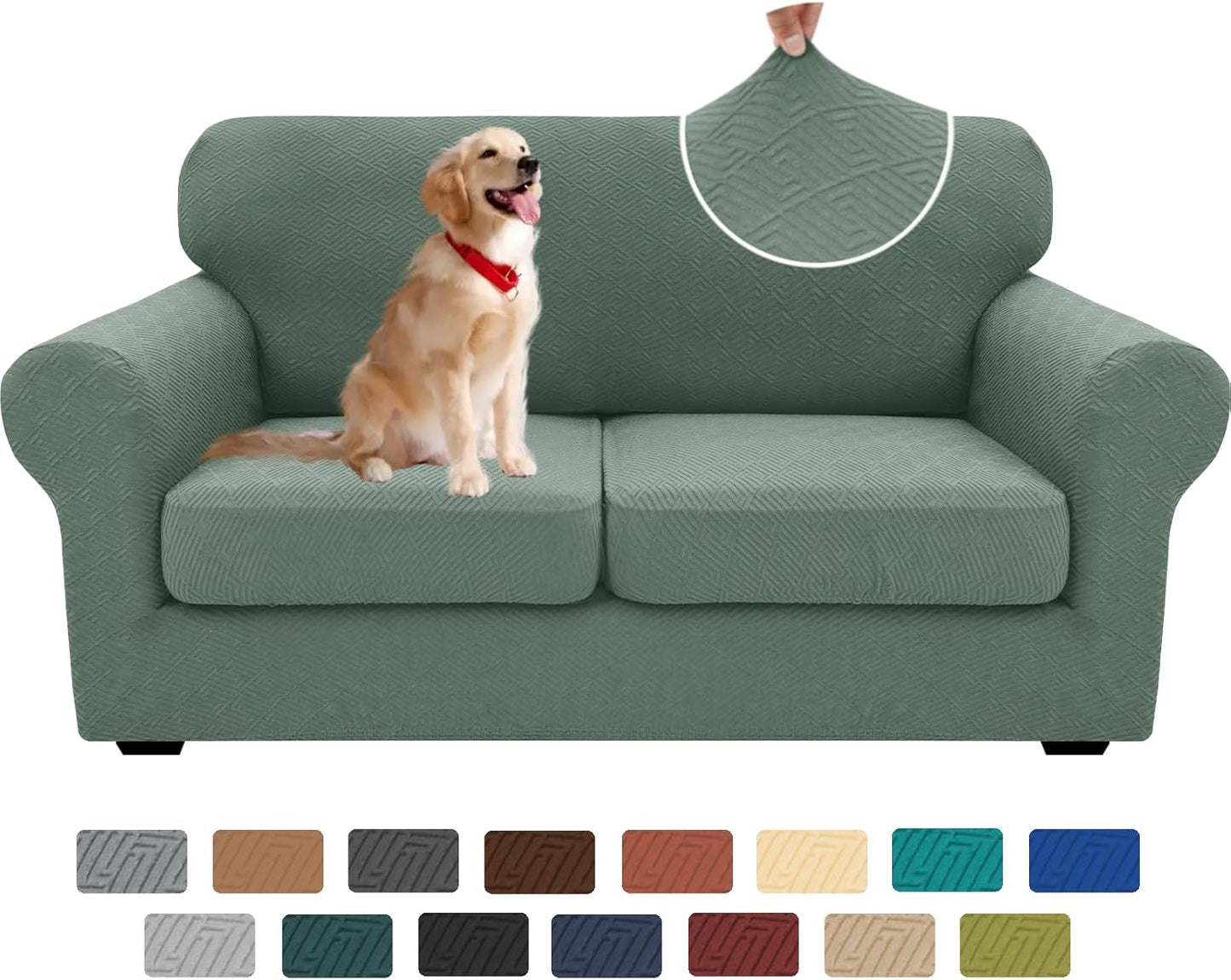 XINEAGE 3 Pieces Couch Covers for 2 Cushion Sofa Slipcover