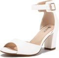 Candie-MI Peep Toe Low Block Heels Sandals - Comfortable 3in Heel