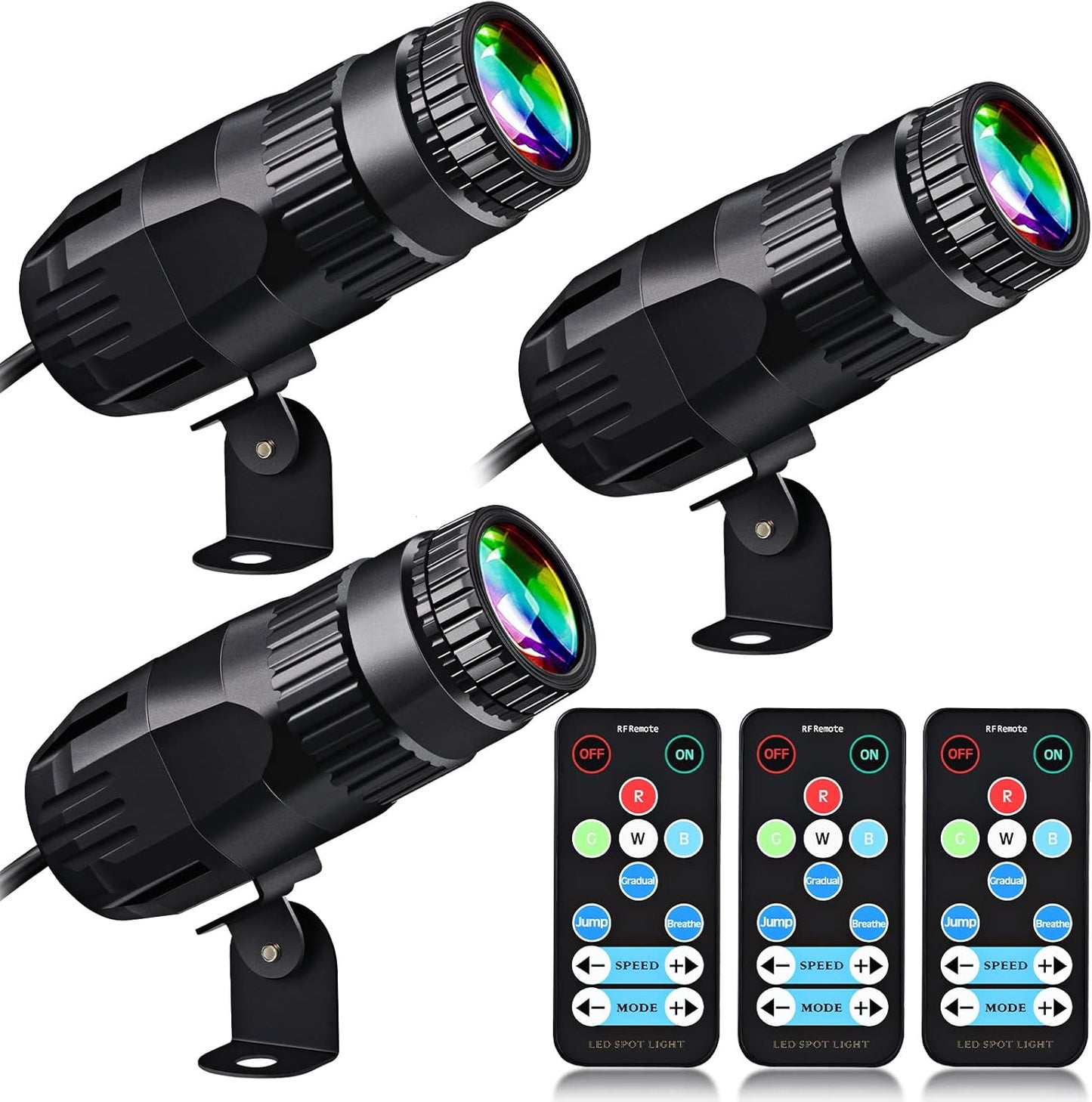 Disco Spotlights 3 Pcs RGBW LED Beam Stage Light for Parties