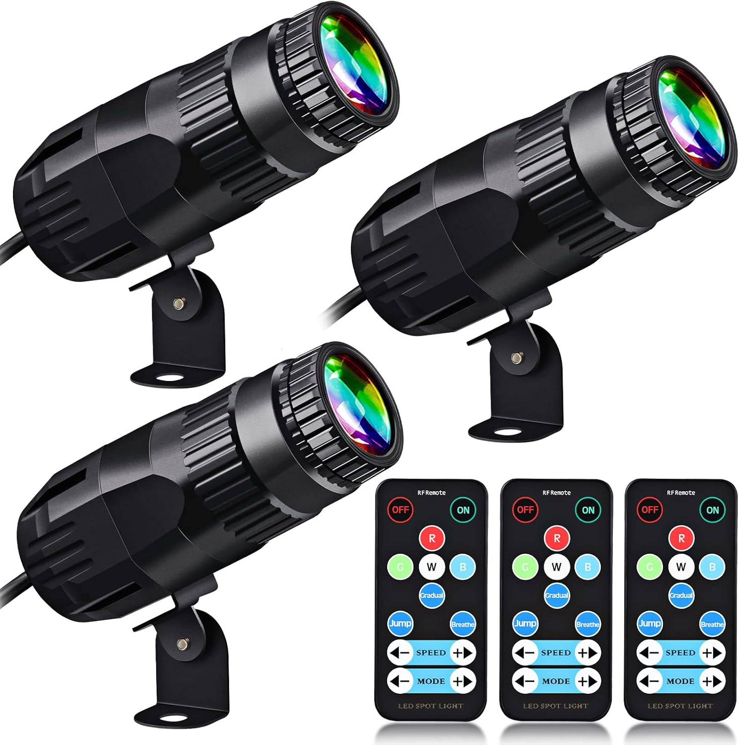 Disco Spotlights 3 Pcs RGBW LED Beam Stage Light for Parties