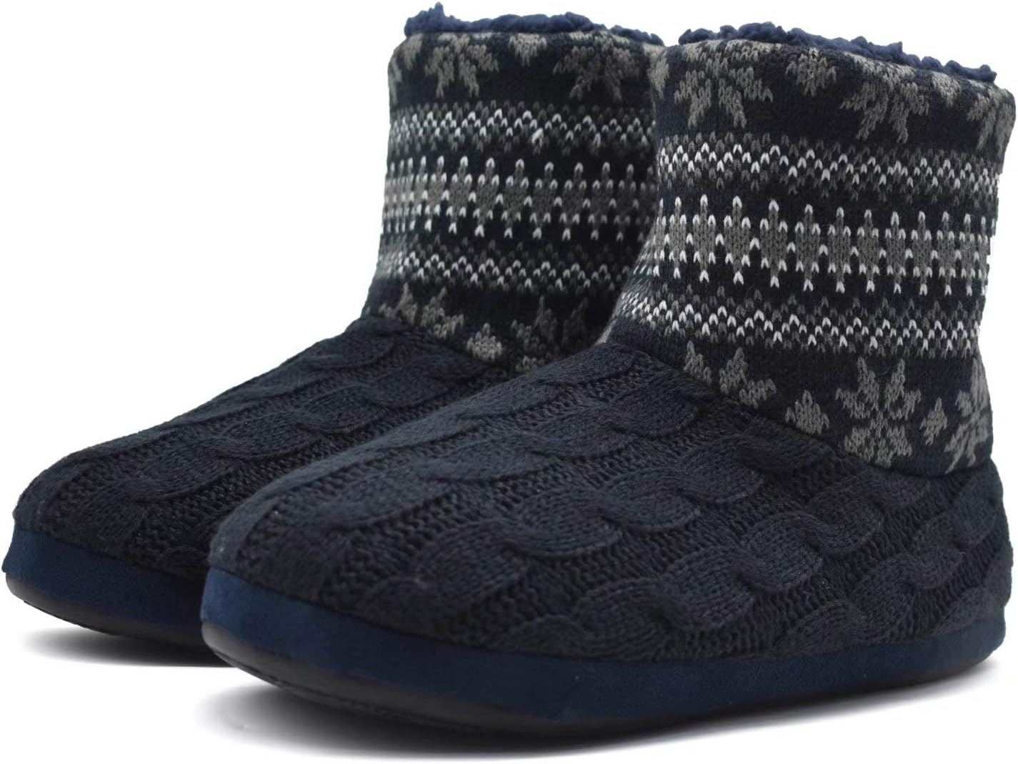 Cozy Memory Foam Slipper Boots for Men with Rubber Sole