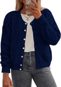 Fall Long Sleeve Cardigan for Women - Lightweight Loose Crewneck