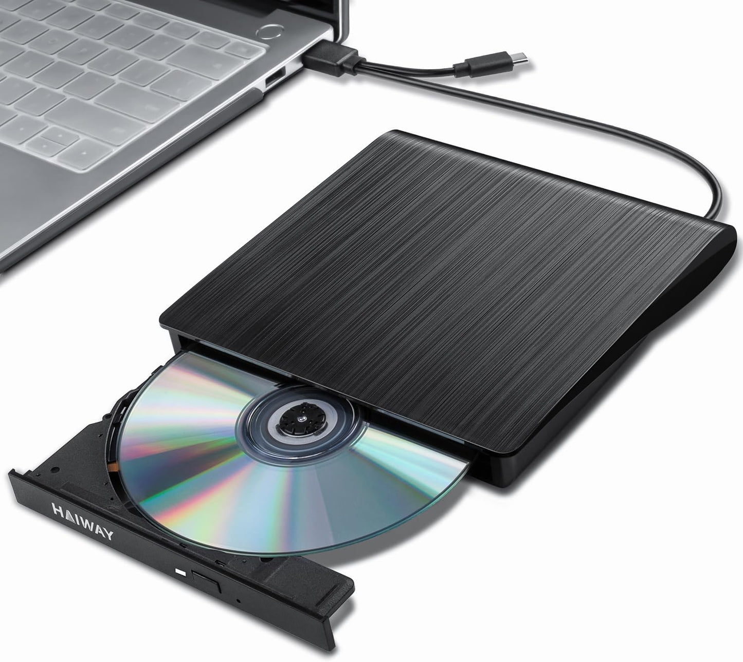 Haiway USB-C DVD Drive: Slim & Portable CD/DVD Writer