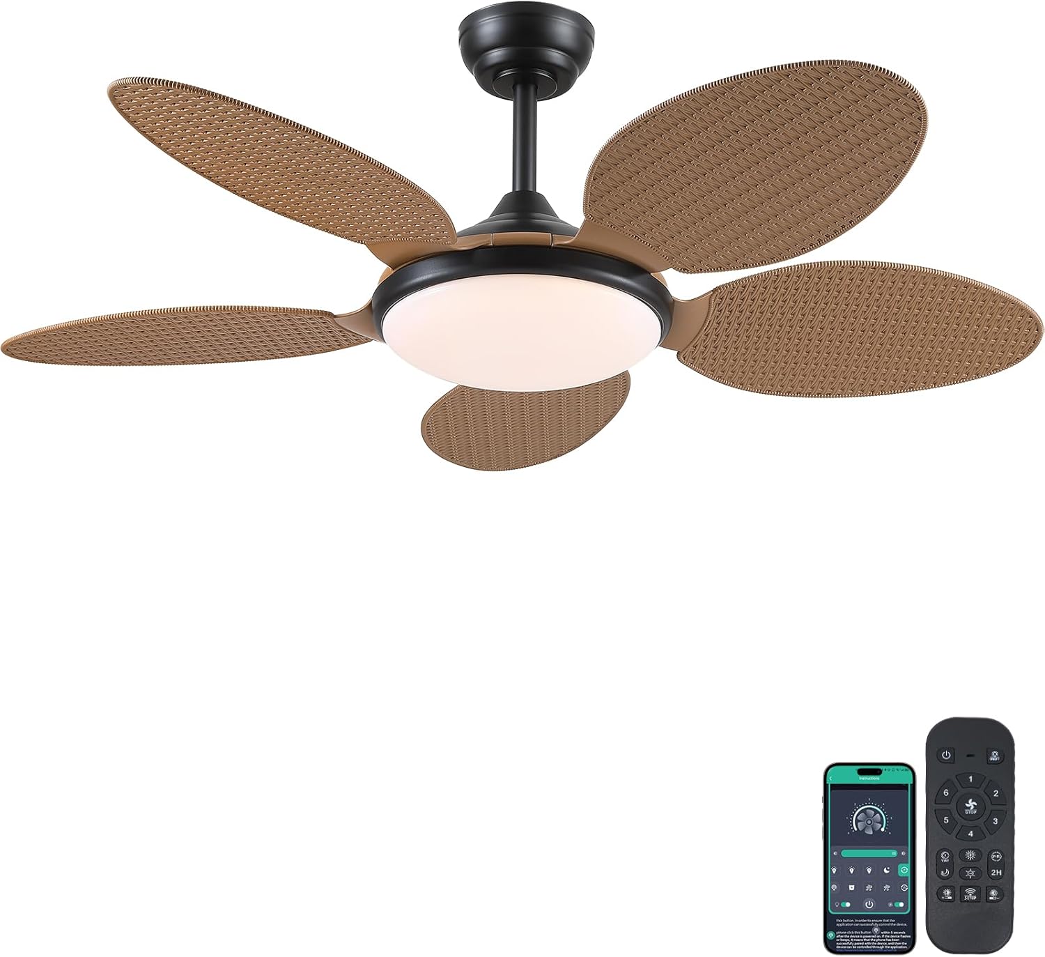 48in Tropical Ceiling Fan with Lights and Remote Control Options