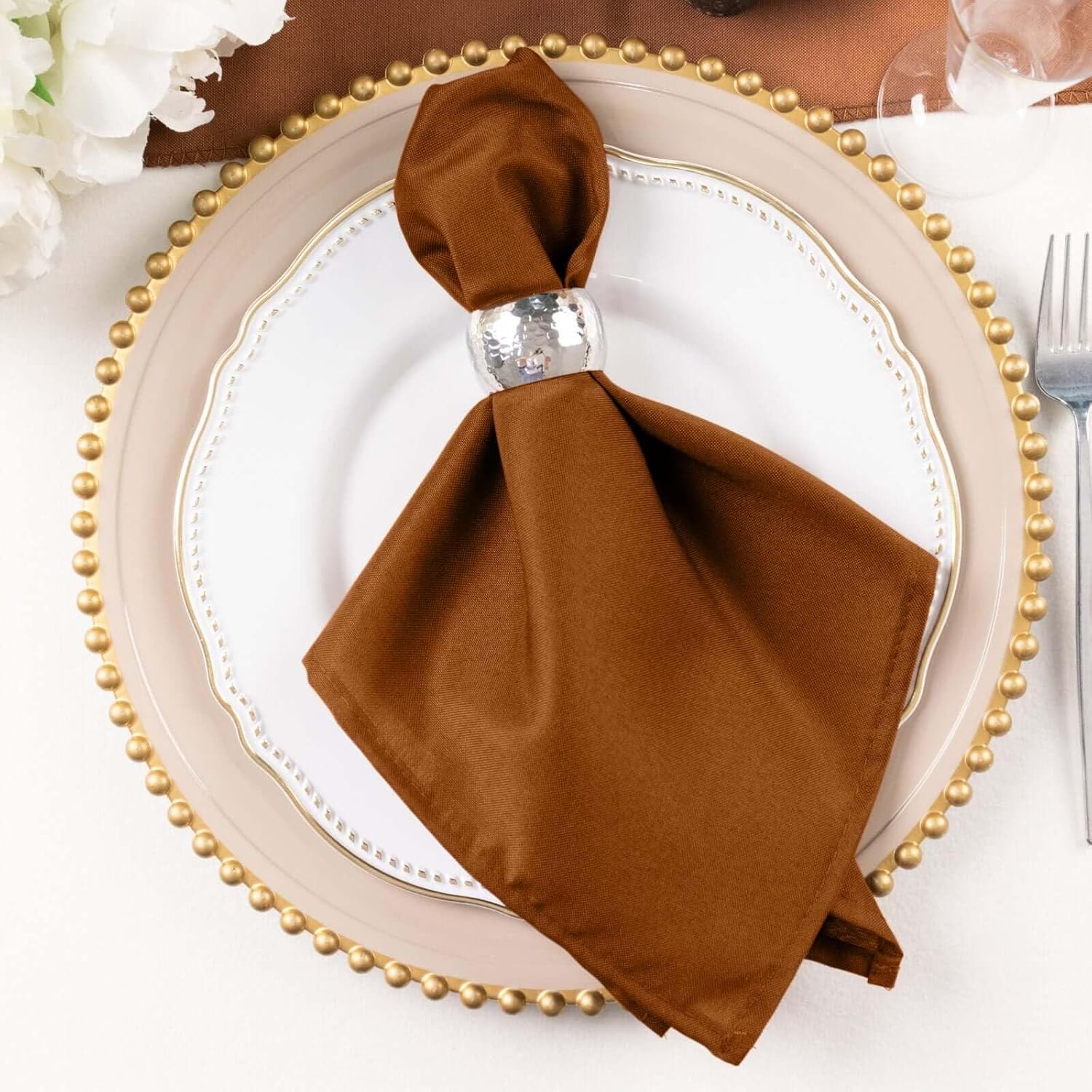 Elegant Brown Seamless Dinner Napkins Set of 100 for Events