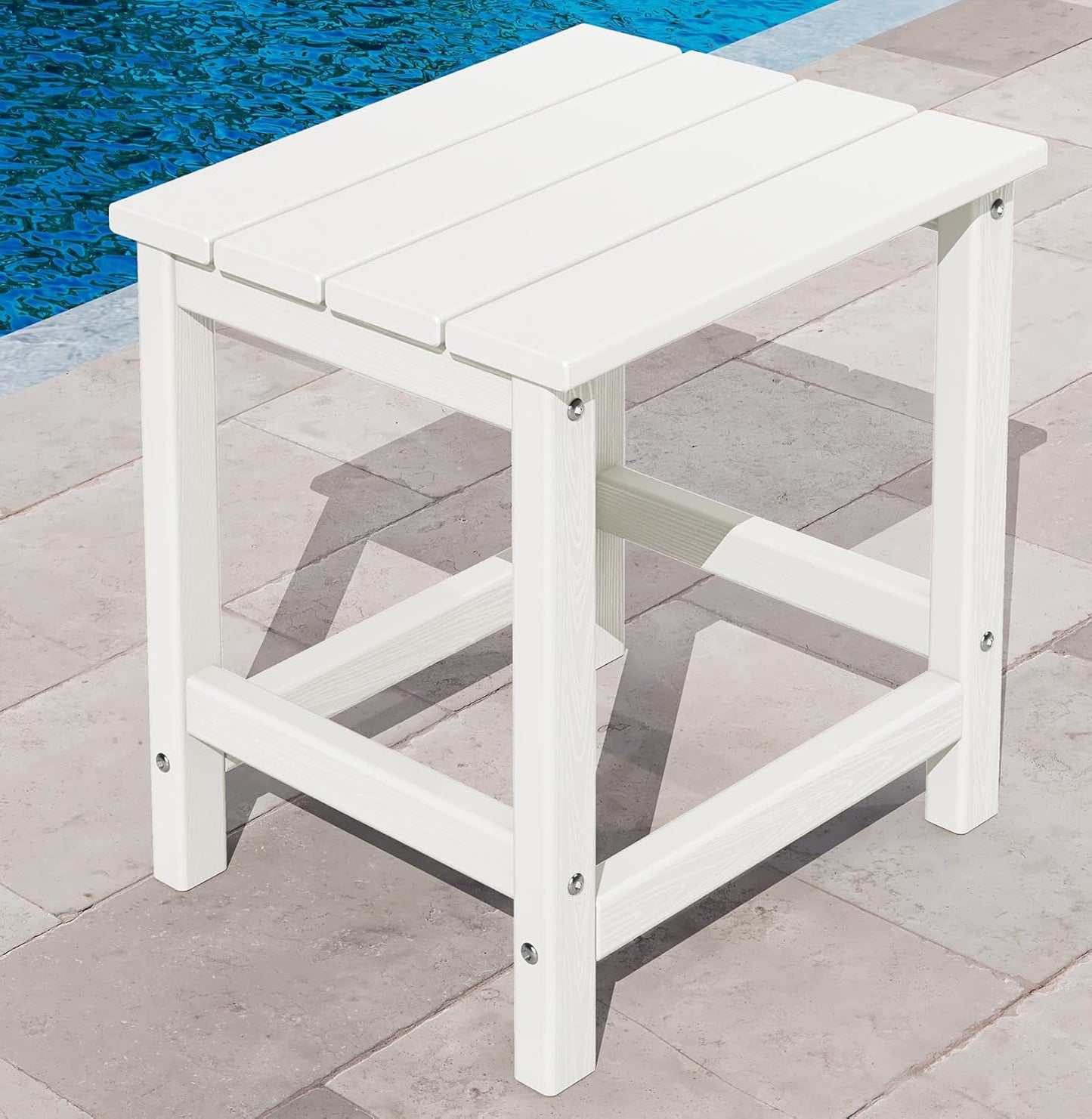 KINGYES Adirondack Outdoor Side Table in White - Durable & Stylish