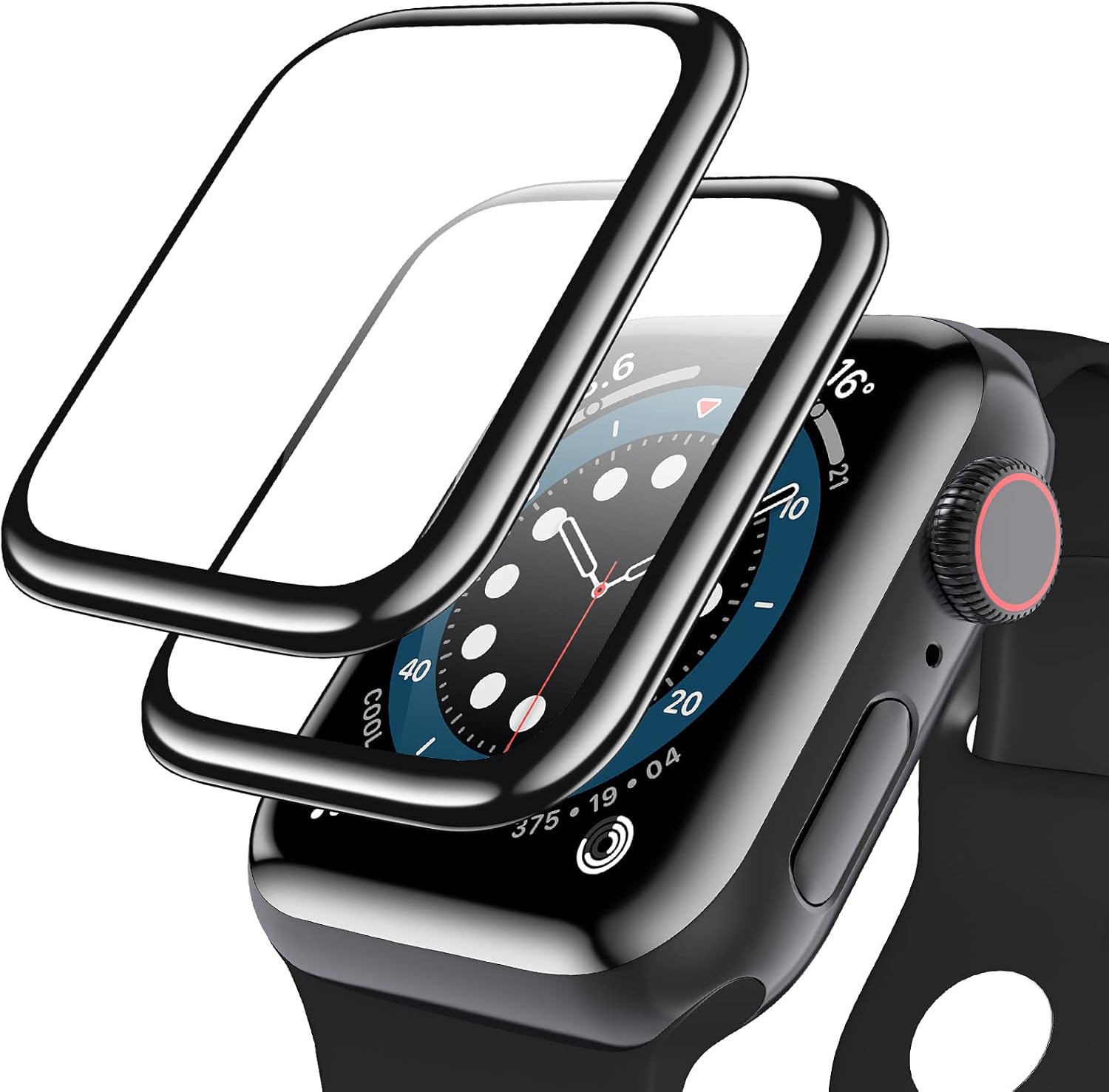 2 Pack Geekboy Apple Watch 44mm Screen Protector - 3D Curved Edge, Anti-Scratch 9H Hardness