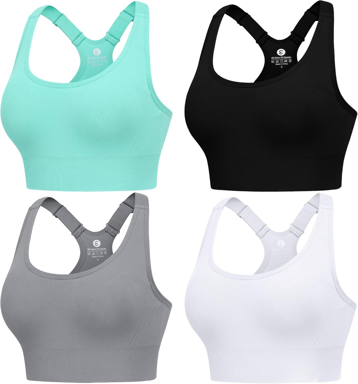 Evcute Adjustable Sports Bras for Women High Support 3/4 Pack