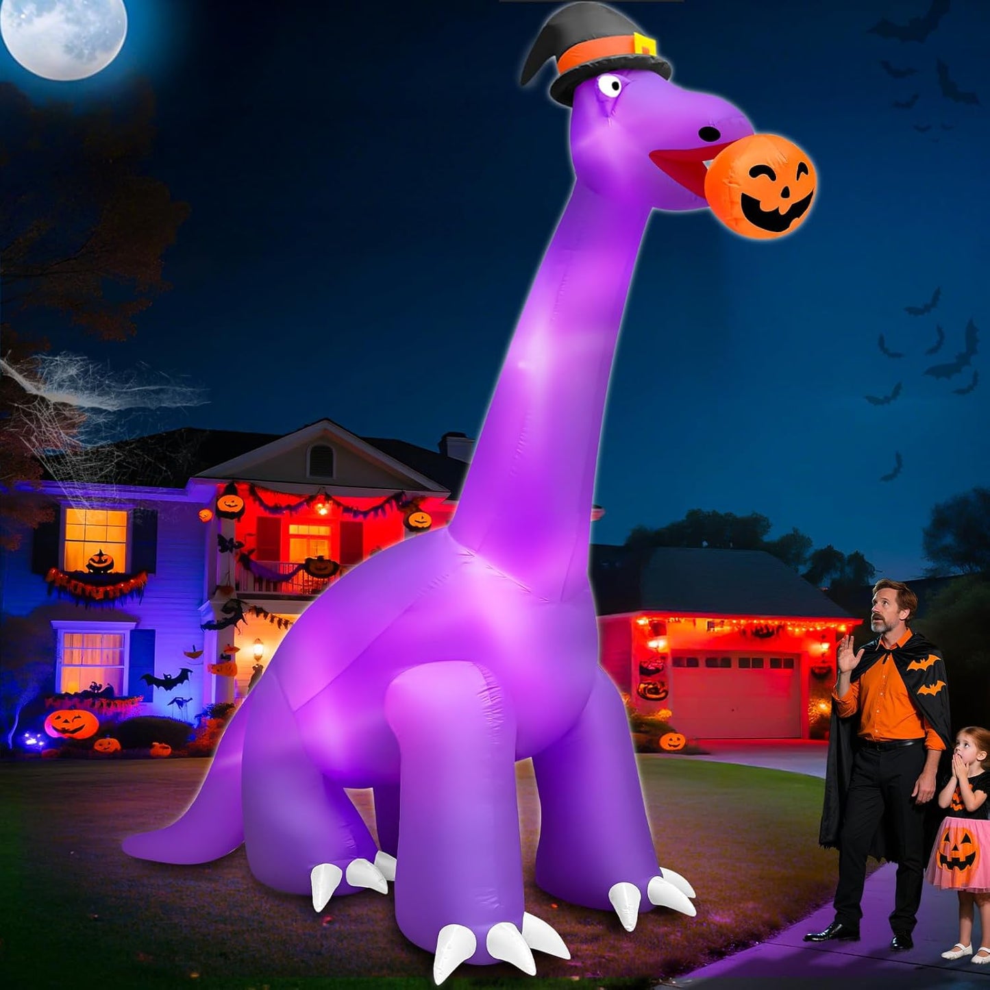 Giant Halloween Dinosaur Inflatable Yard Decoration for Parties