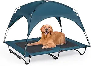 Large Elevated Cooling Dog Cot with Removable Canopy for Comfort