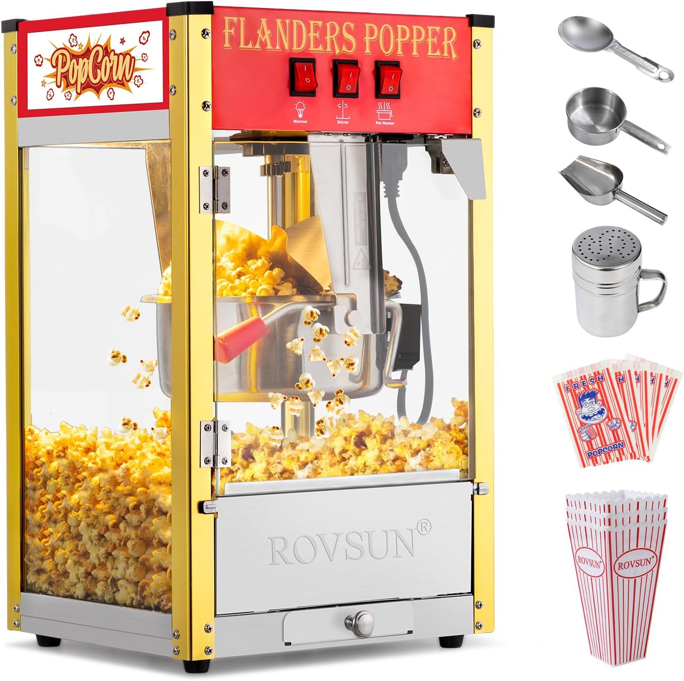 ROVSUN Popcorn Machine with 8 Ounce Kettle for Home Theater