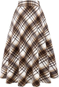 Long Plaid Wool Skirt for Womens Winter Fall Warm High (Style GK6V)