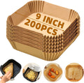 Non-Stick Air Fryer Liners - 200PCS, 9 Inch Square, 5-8QT