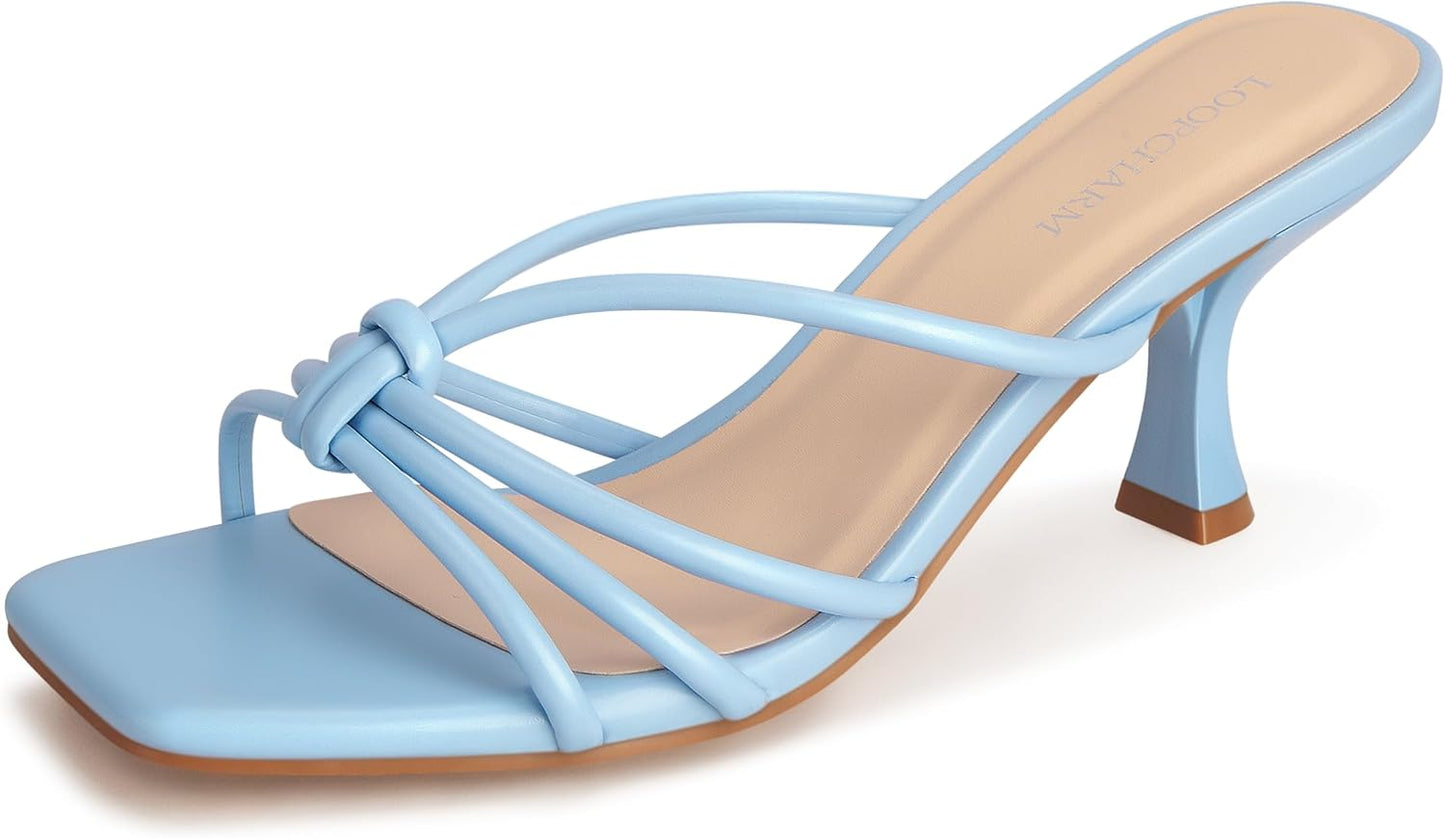 Women's Strappy Square Open Toe Kitten Heels for Summer Style