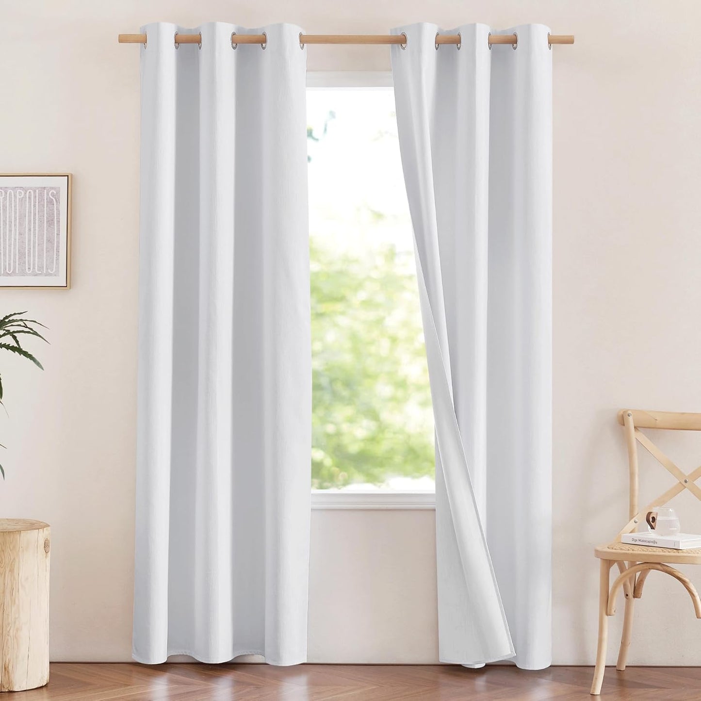 NICETOWN 100% Blackout Linen Curtains for Energy Saving Style