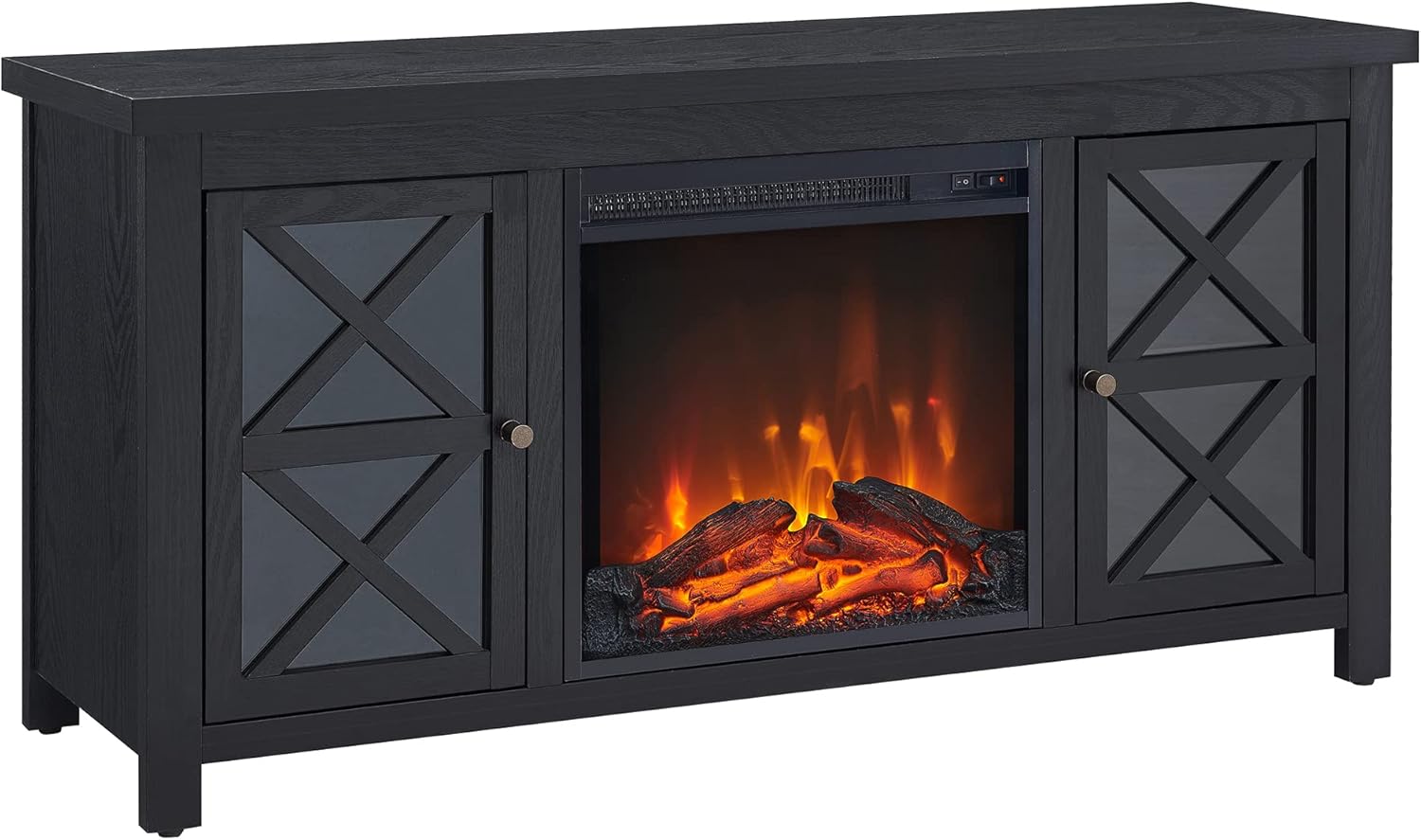 Stylish 55 Electric Fireplace TV Stand - Black