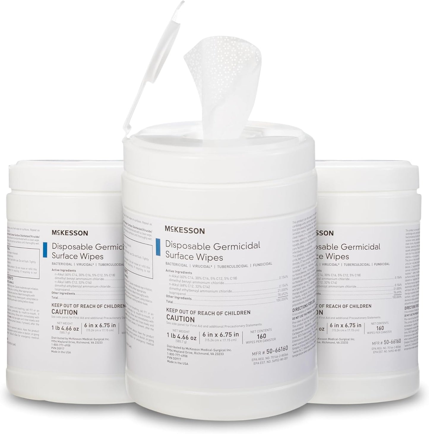McKesson Germicidal Wipes for Fast Acting Disinfection 480 Count
