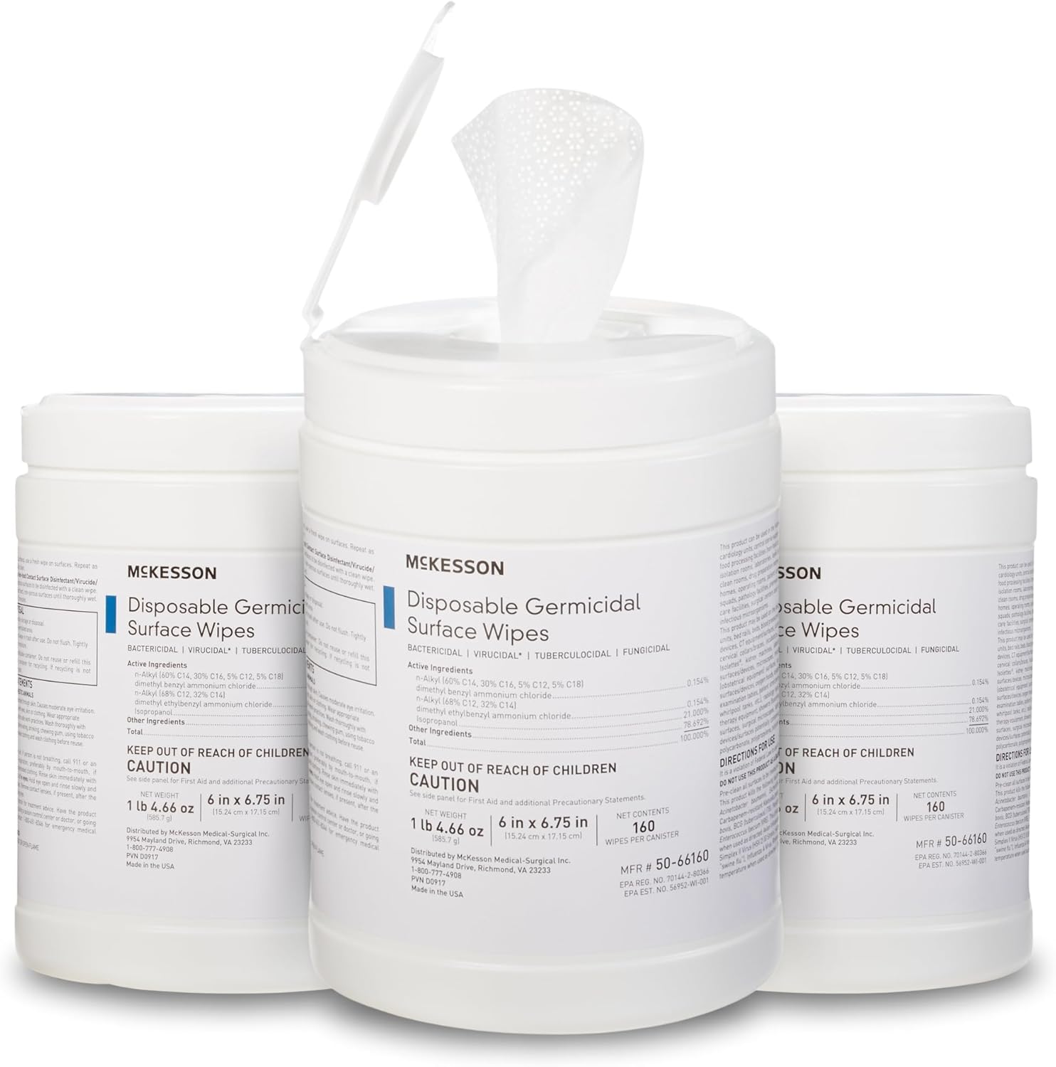 McKesson Germicidal Wipes for Fast Acting Disinfection 480 Count