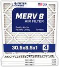 Filter King 30.5x8.5x1 Air Filter 4-Pack - MERV 8 Pleated Filters