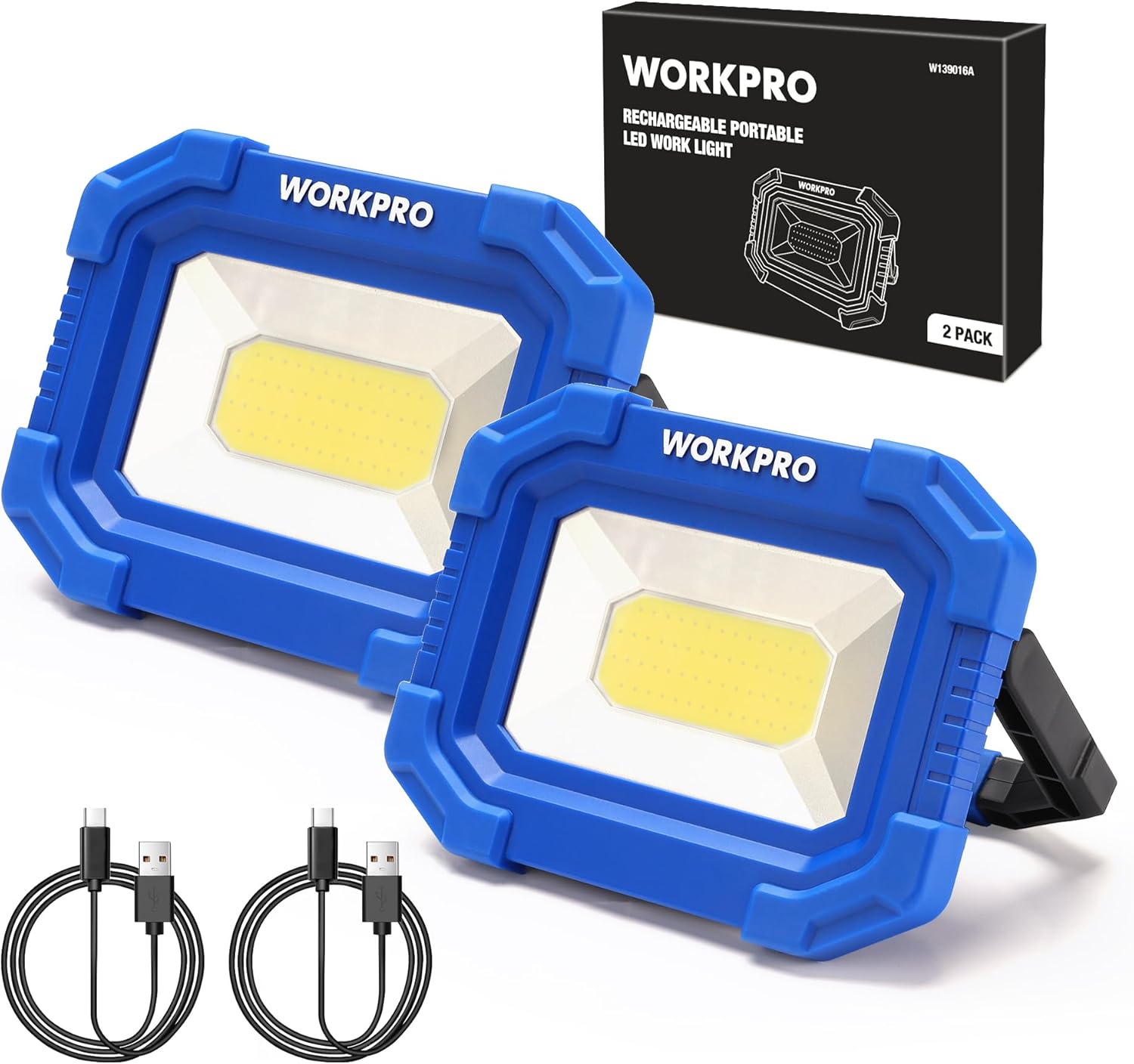WORKPRO LED Work Light: Rechargeable Magnetic Flood Light
