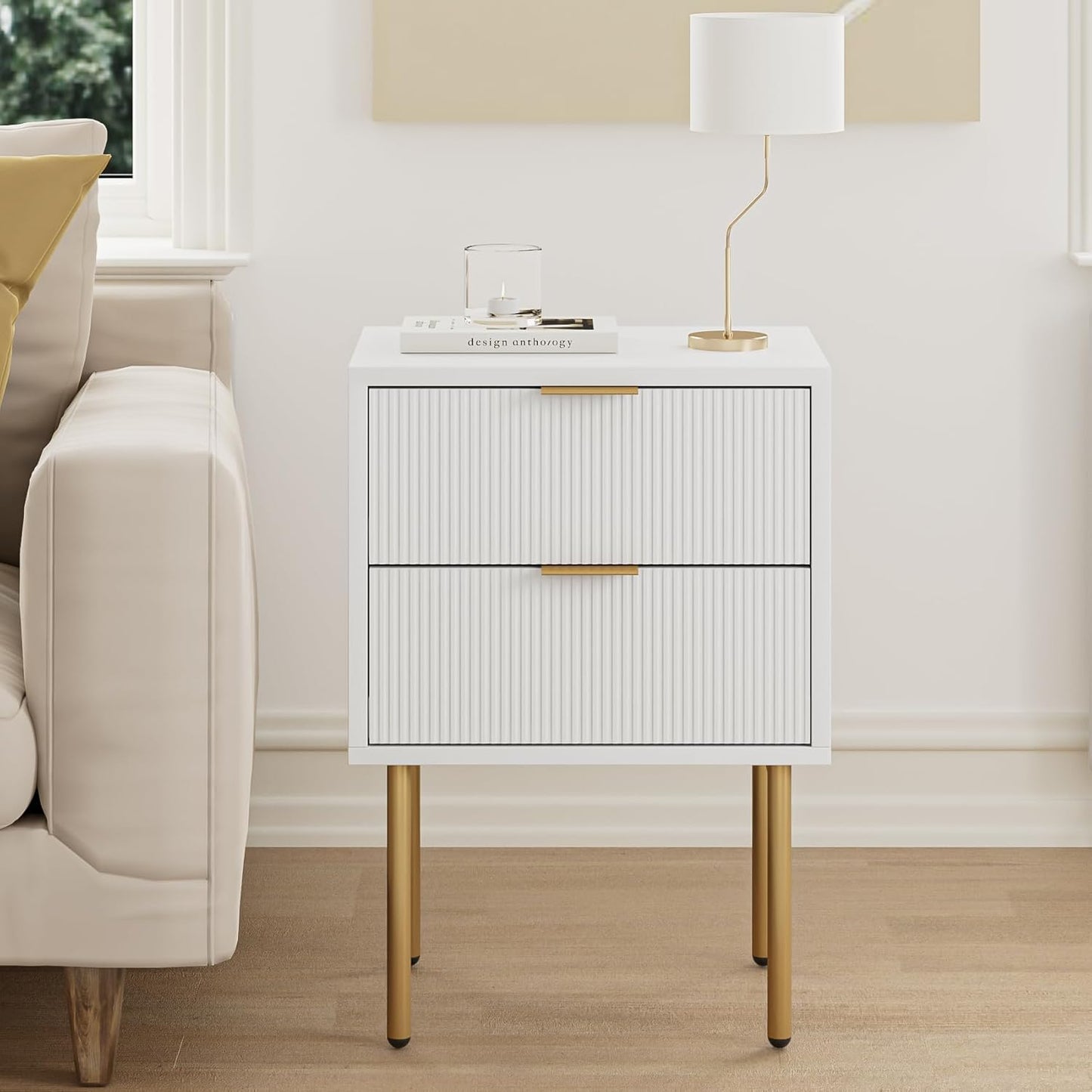 Masupu Nightstand - Modern Bedside Table with 2 Storage Drawers