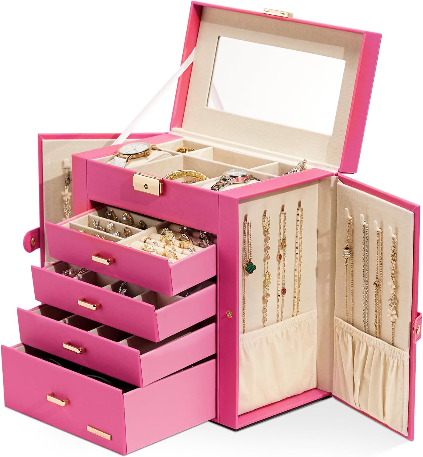 Homde Synthetic Leather Jewelry Box for Watches and Necklaces