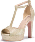Polly Platform Chunky High Heels T-Strap Peep Toe Sandals - Dressy you