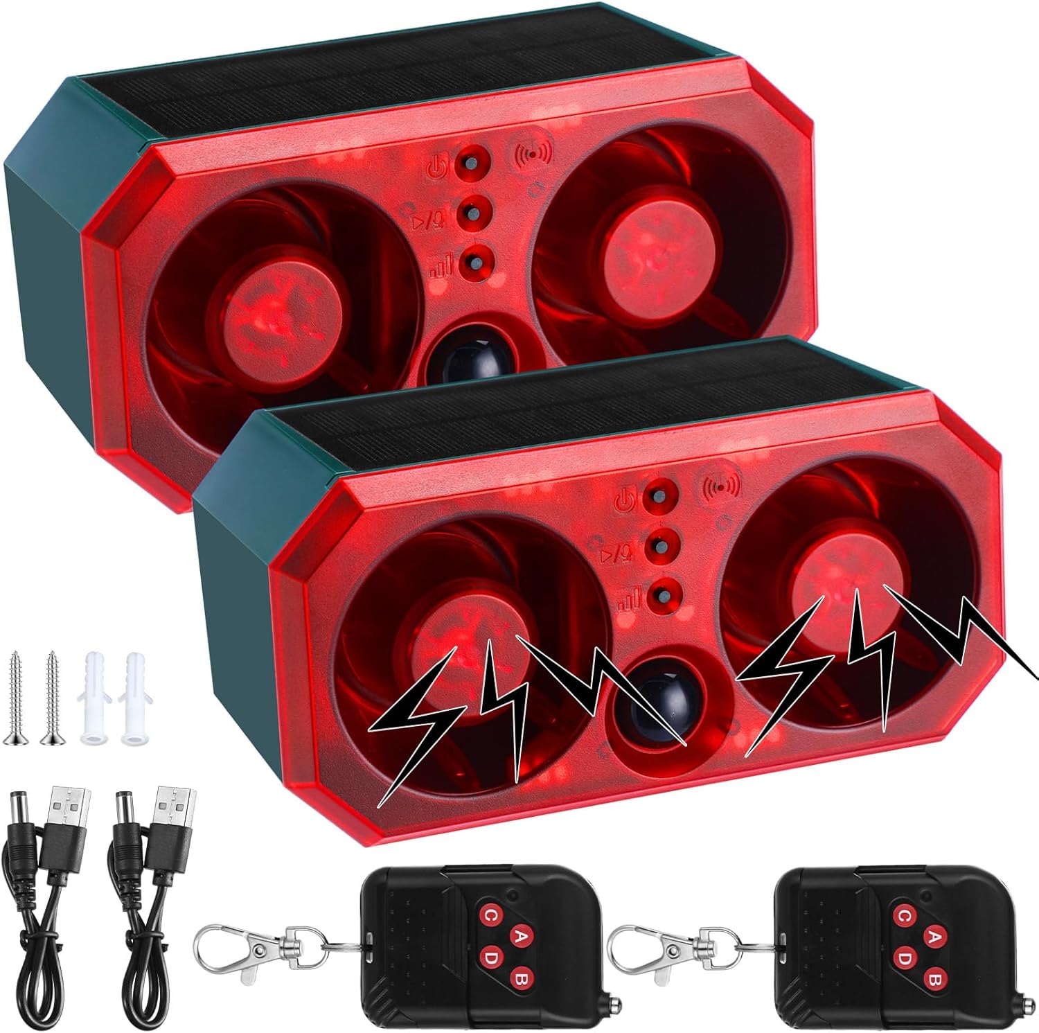 Qualirey Solar Outdoor Motion Sensor Alarm for Animal Deterrent